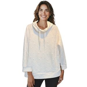 Sunday White Quilted Hoodie  Sweatshirt Size XL with Pockets